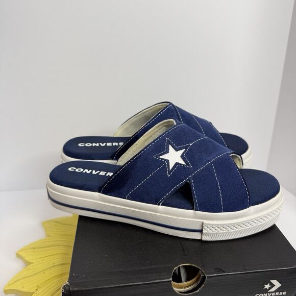 Converse One Star Blue White Leather Sandal Slides Womens Size 7 - Picture 4 of 7